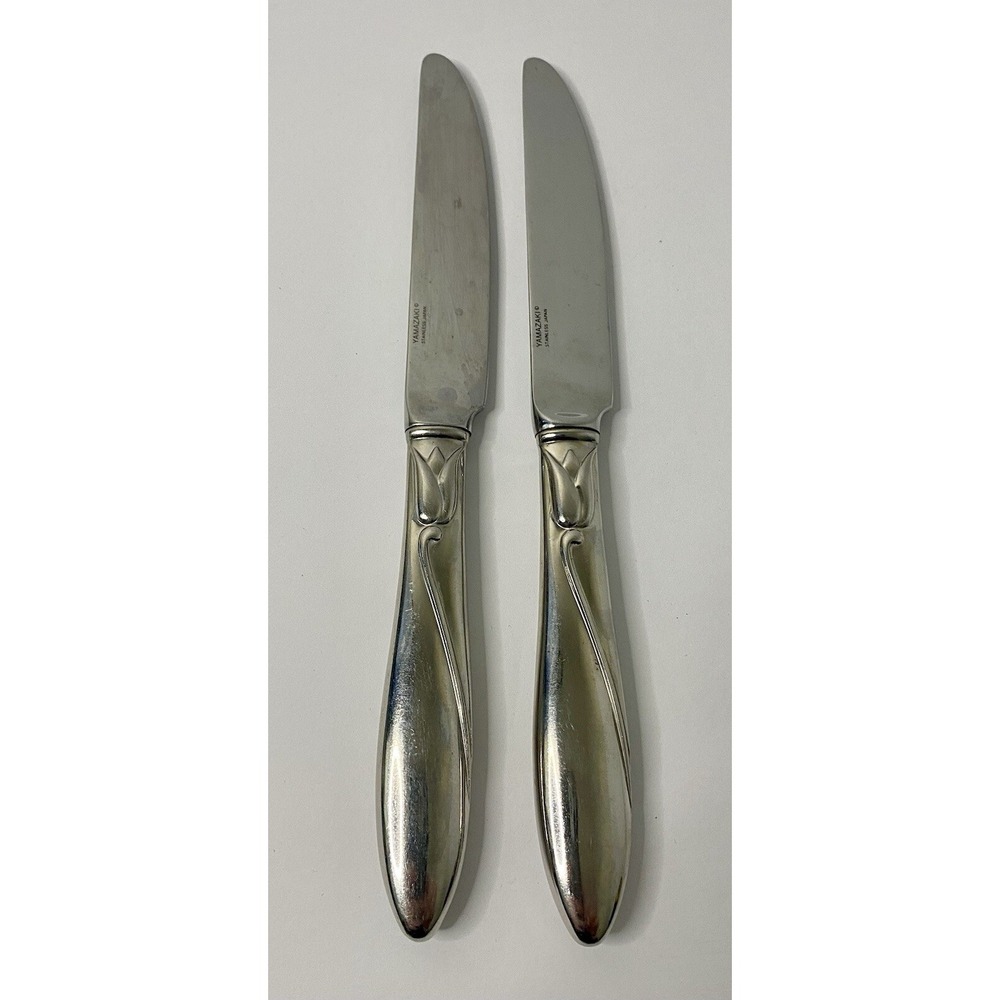 Yamazaki Raceme Japan Stainless Steel Flatware Dinner Knives Lot Of 2 Silver